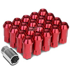 20 Pcs Open End M12x1.25 50mm Tall Red Aluminum Lug Nuts + Lock Key