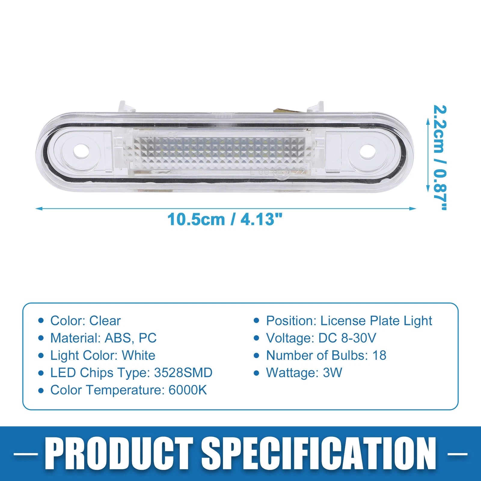 2X White LED License Plate Light 1248200256 3528SMD for Mercedes-Benz C220 (2010–2015)