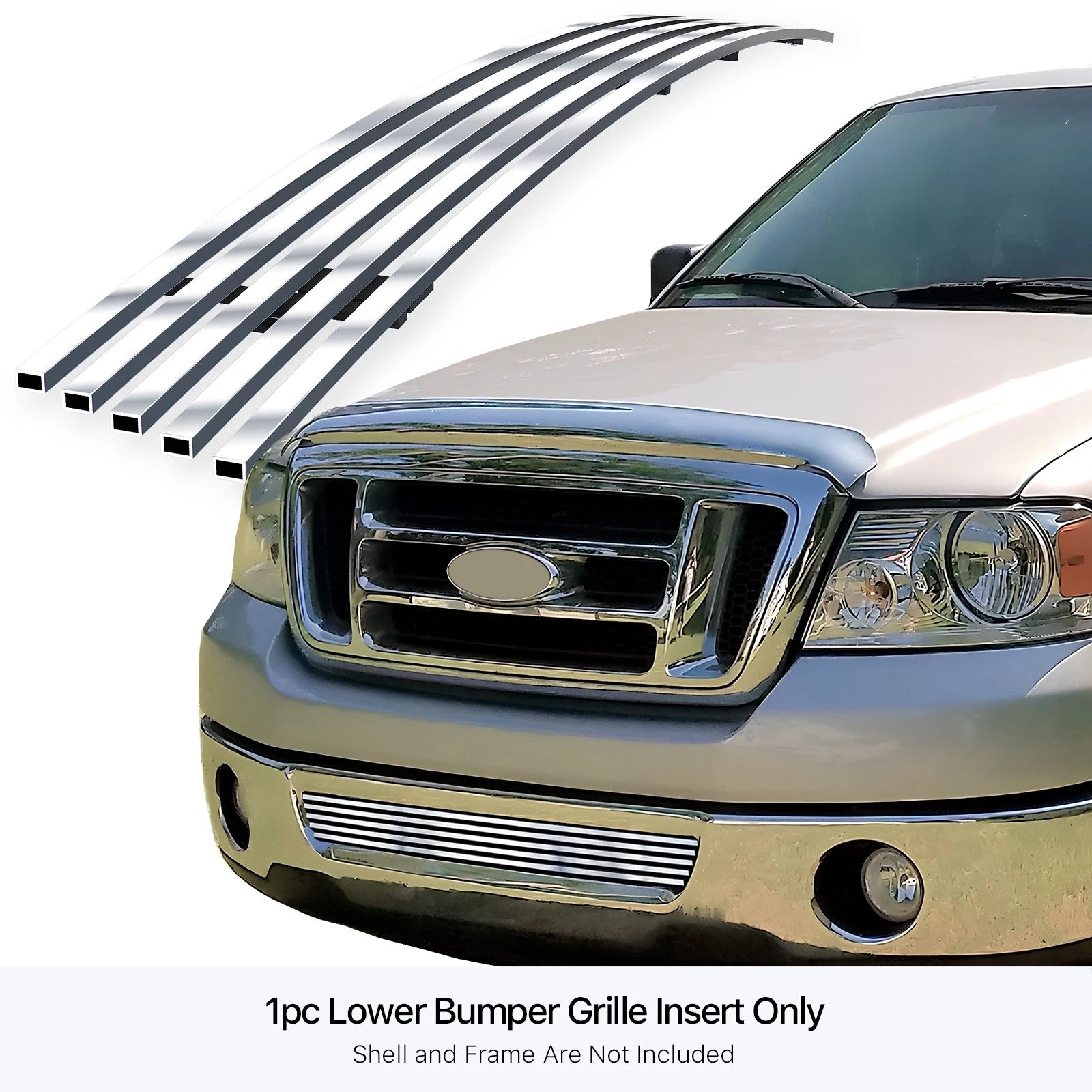 Lower Bumper Grille Insert for Ford F-150 (2006-2008) Stainless Polished