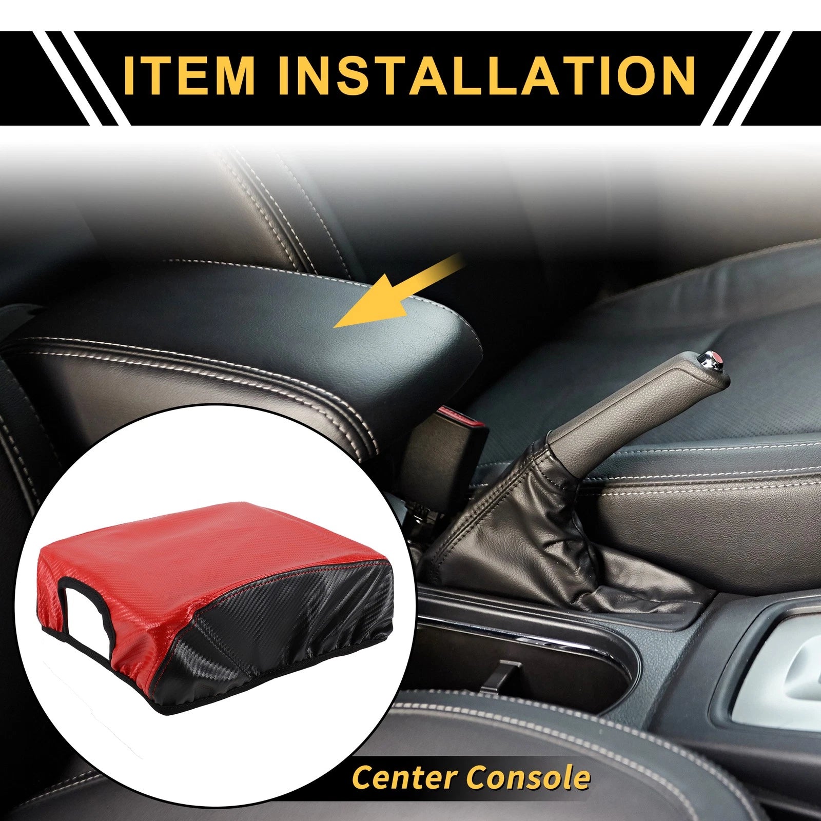 Center Console Lid Armrest Cover for Ford F-150 (2015–2020) Carbon Fiber Red