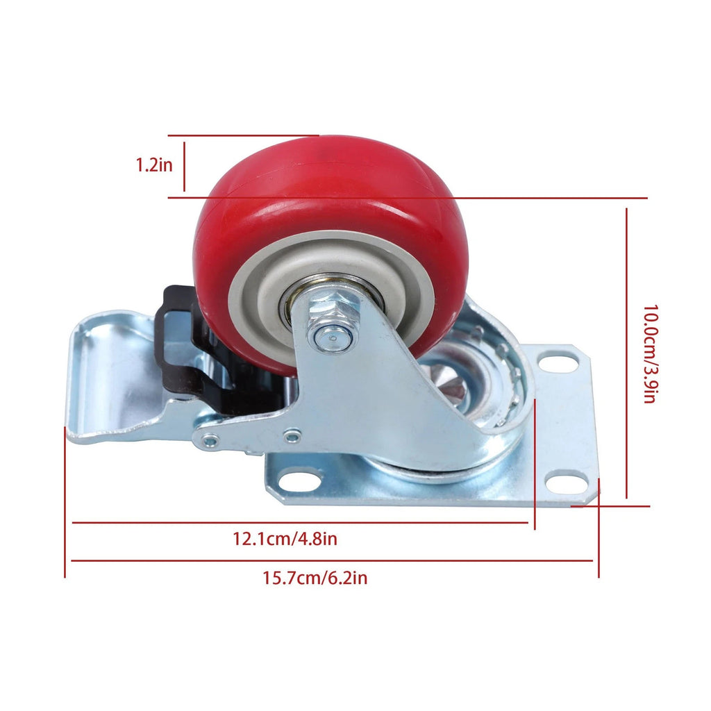Set of 4 Heavy Duty 3" Swivel Caster Wheels with Brakes