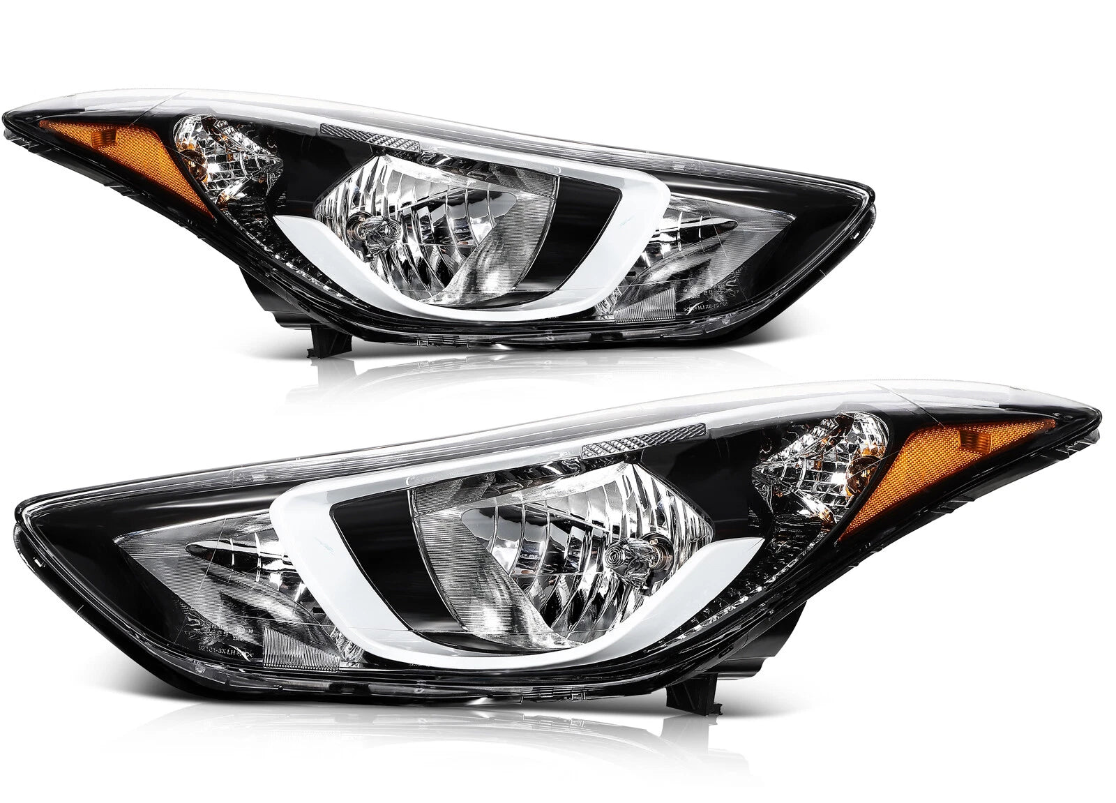 Headlight Assembly for Hyundai Elantra (2014–2016) Black Housing Halogen
