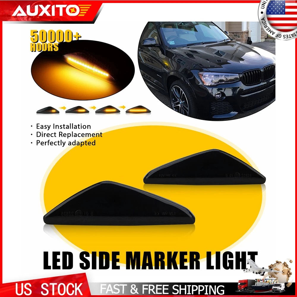 Smoked LED Fender Side Marker Lights for BMW X3 X5 X6 (2011–2017)