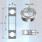 10 Pcs MR148ZZ Double Metal Shield Ball Bearings for Cars (8x14x4mm)