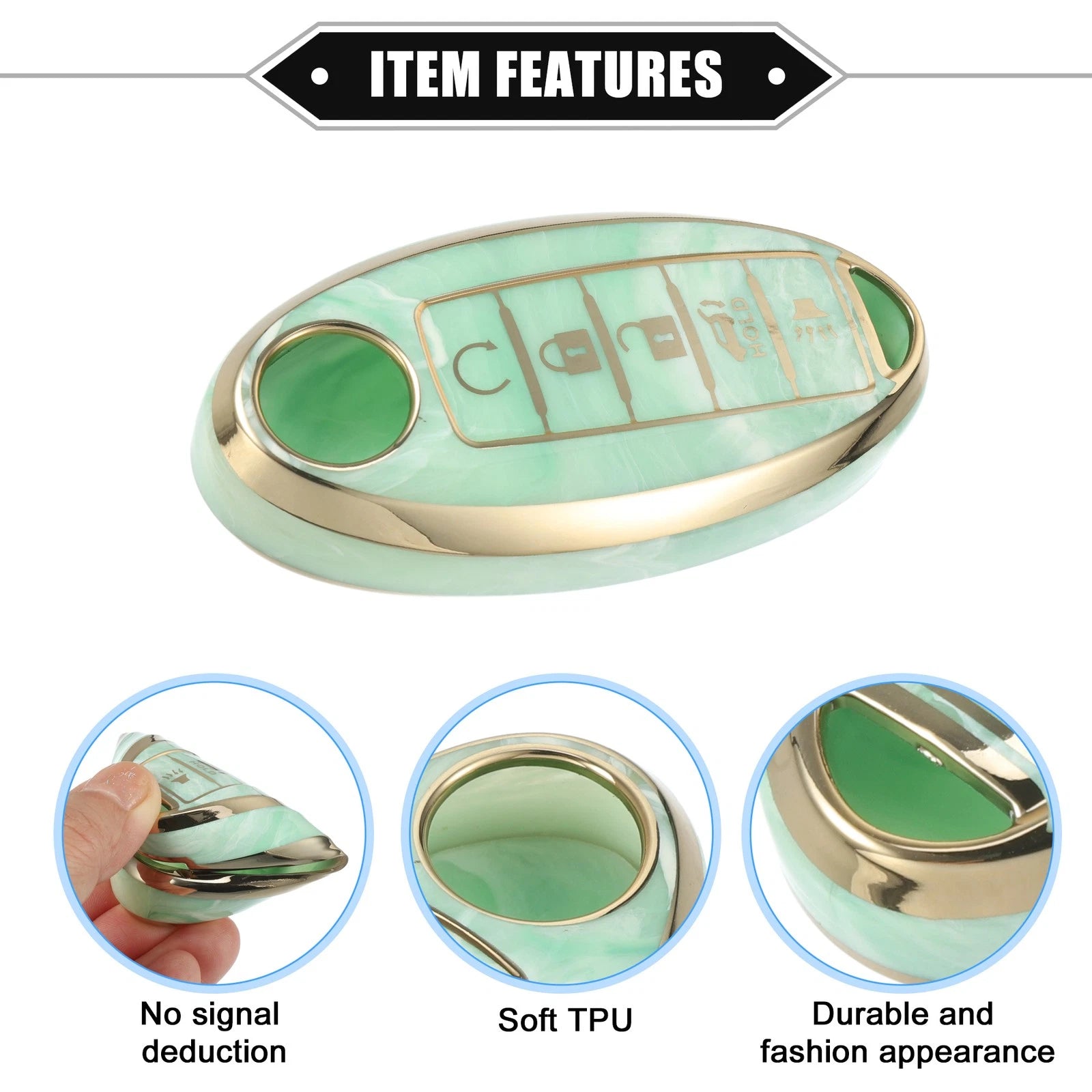 5 Button Smart Key Fob Cover for Nissan Altima Maxima Infiniti (TPU Green)