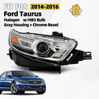 Halogen Headlight for Ford Taurus (2014–2016) RH with HB3 Bulb Gray Housing