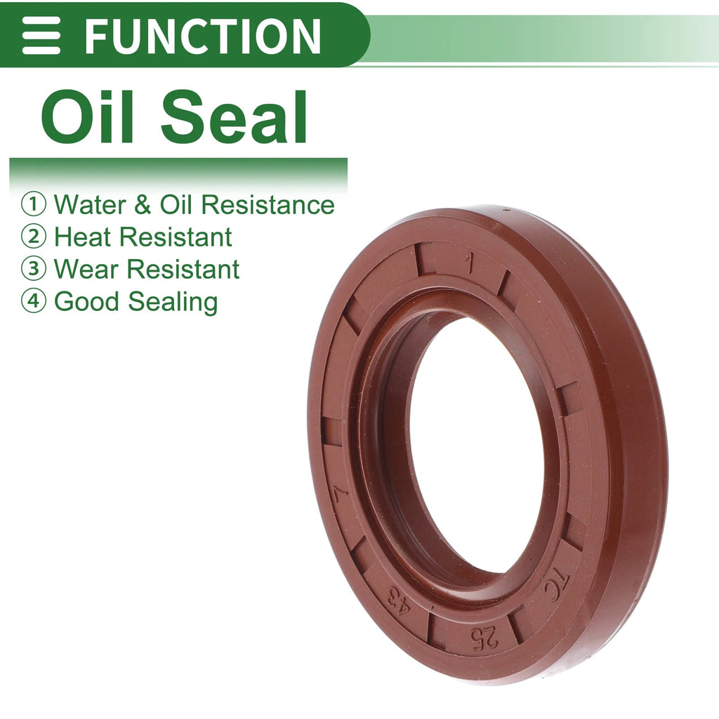 Set of 5 Oil Seal Rotary Shaft Seal FKM Rubber 25x43x7mm