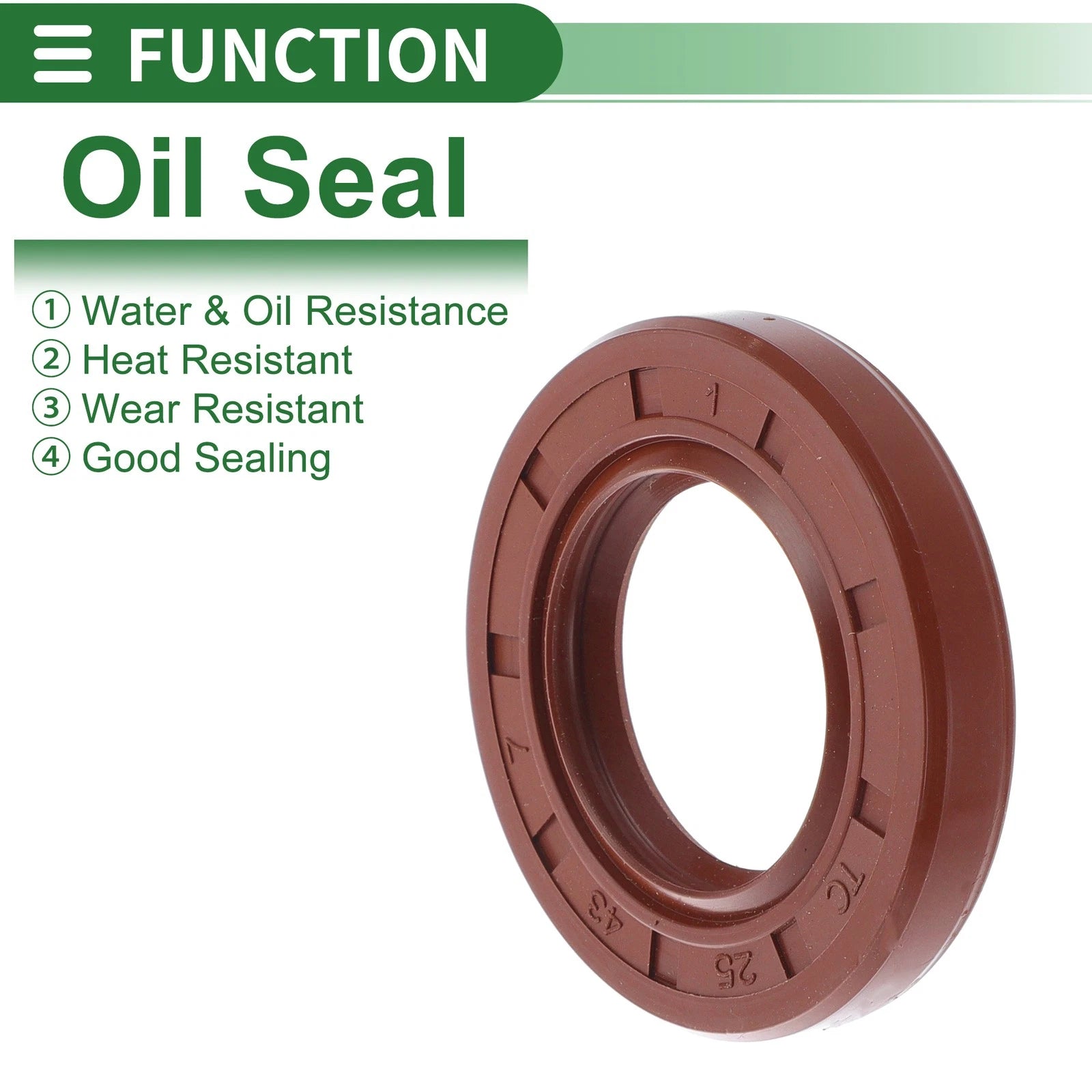 Set of 5 Oil Seal Rotary Shaft Seal FKM Rubber 25x43x7mm