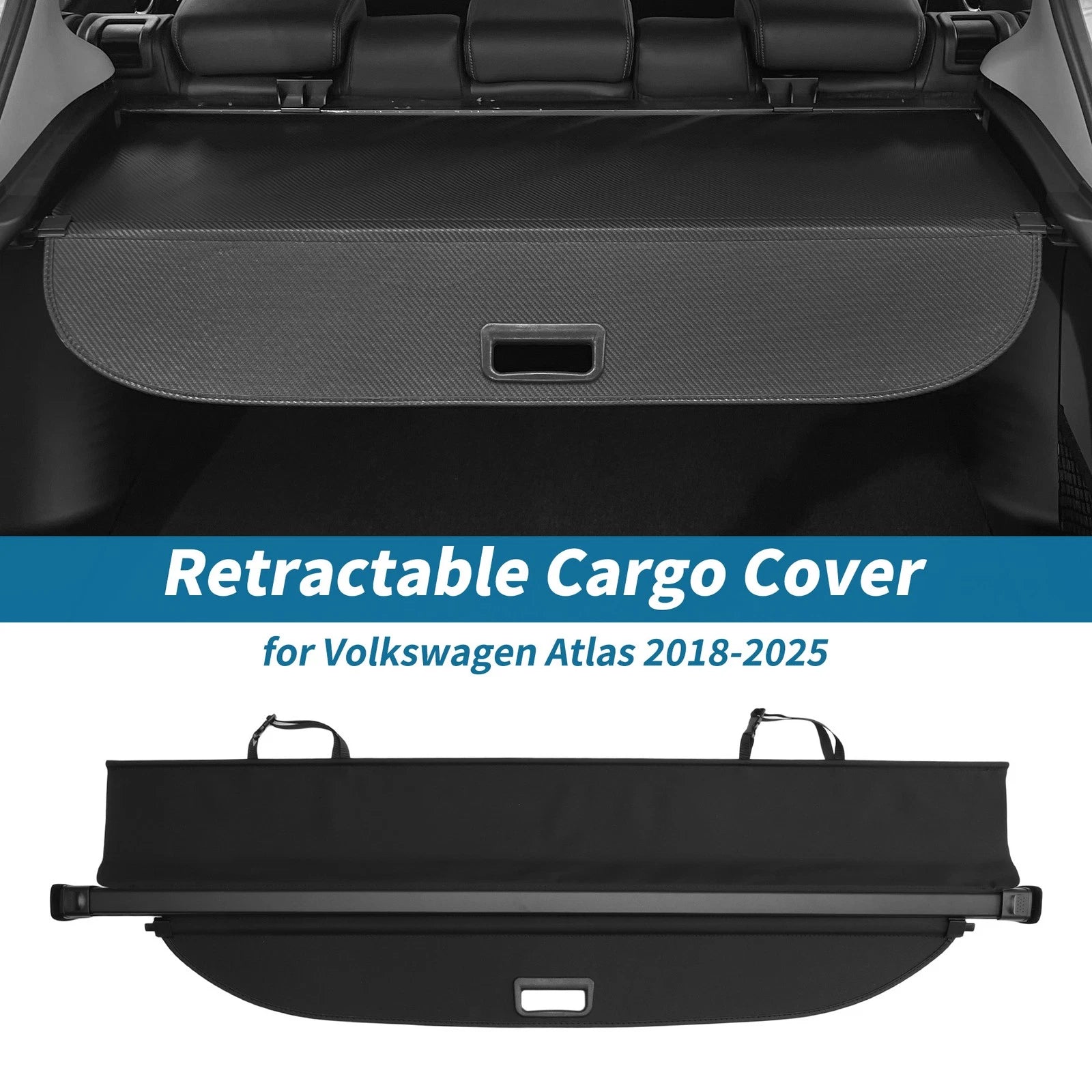 Retractable Cargo Cover for Volkswagen Atlas (2018–2025) Black