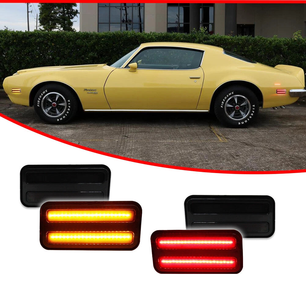 Set of 4 Smoked Amber Red LED Side Marker Lights for Pontiac Firebird (1970–1981)