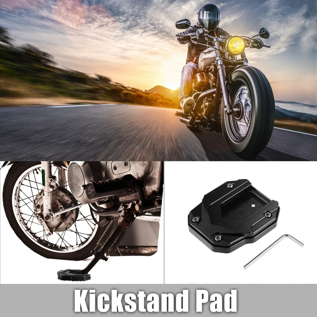 Aluminum Alloy Motorcycle Kickstand Plate Pad for BMW with Wrench Black