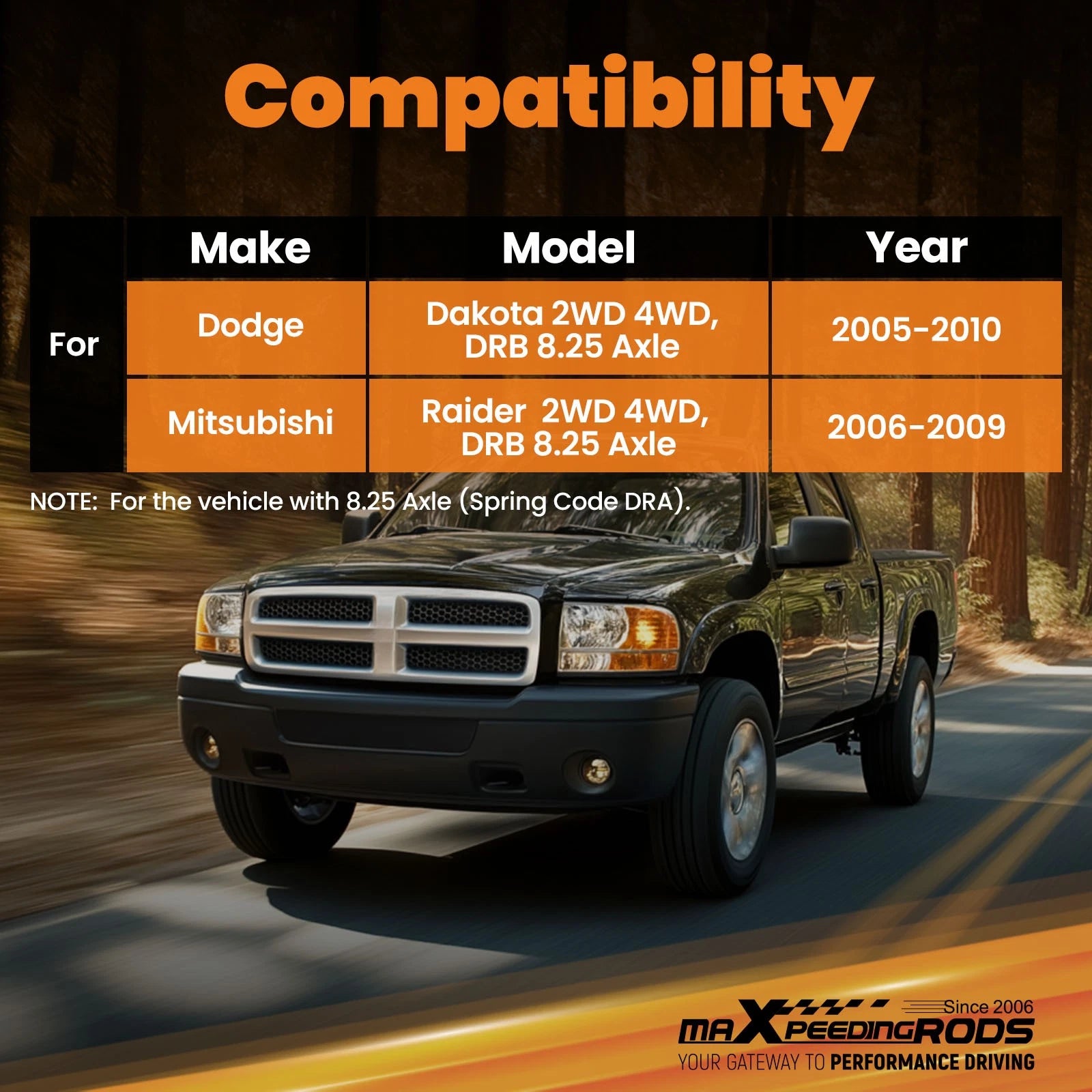 3" Front 2" Rear Lift Kit for Dodge Dakota/Raider (2005–2010)