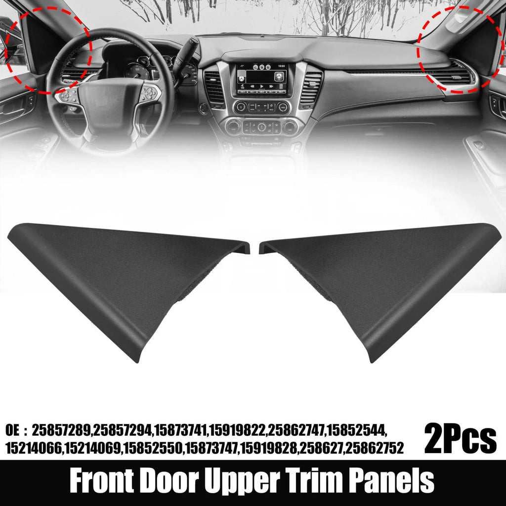 2 x Front Door Upper Trim Panels for Chevy Silverado & GMC Sierra