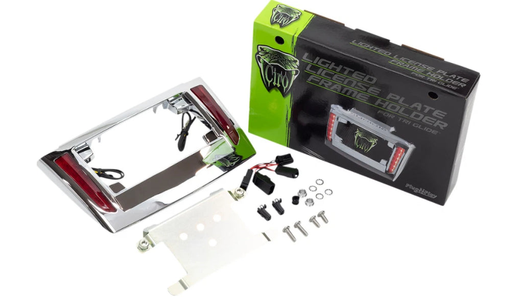 Ciro Chrome LED License Plate Frame for Harley Davidson Tri-Glide (2014–2023)