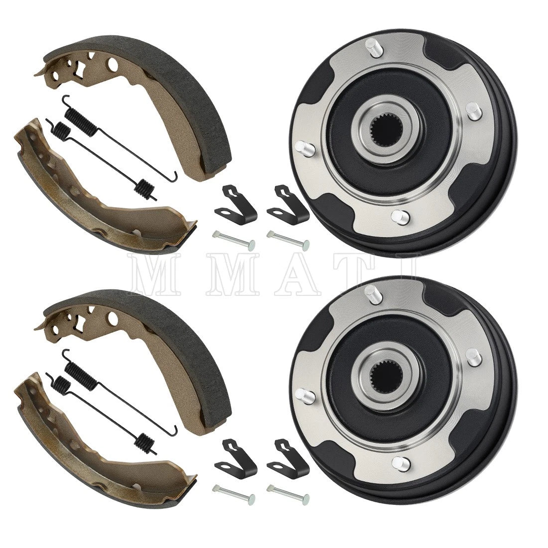 2X Rear Wheel Brake Drum Hub & Brake Shoes for Kawasaki KAF300 Mule (1993–2006)