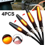 4X Sequential Flowing LED Turn Signal Indicator Lights for Motorcycle