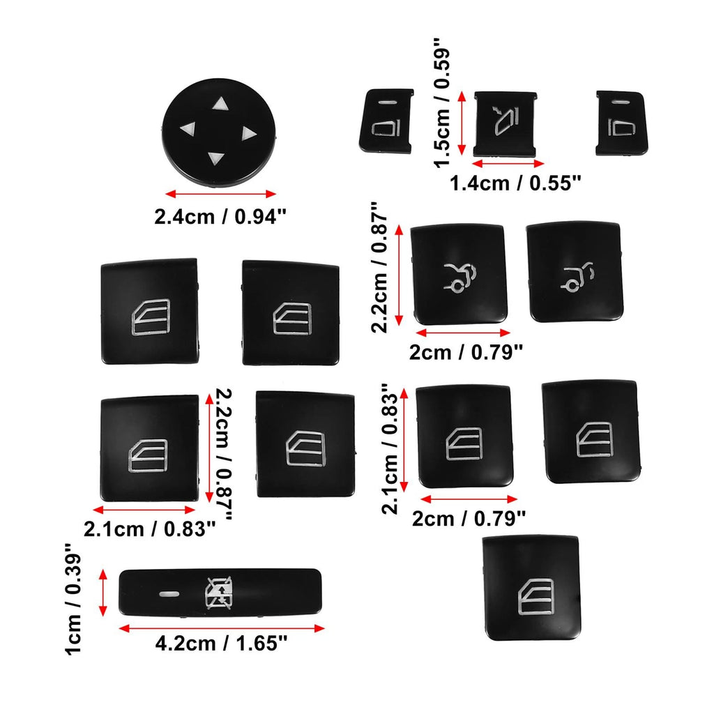 Set of 4 Front Door Armrest Window Switch Button Covers for Mercedes-Benz 