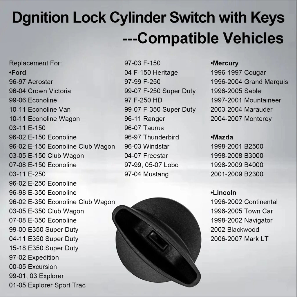 Ignition Switch Lock Cylinder w/ Keys for Ford F150 F250 F350 Ranger (924-724)