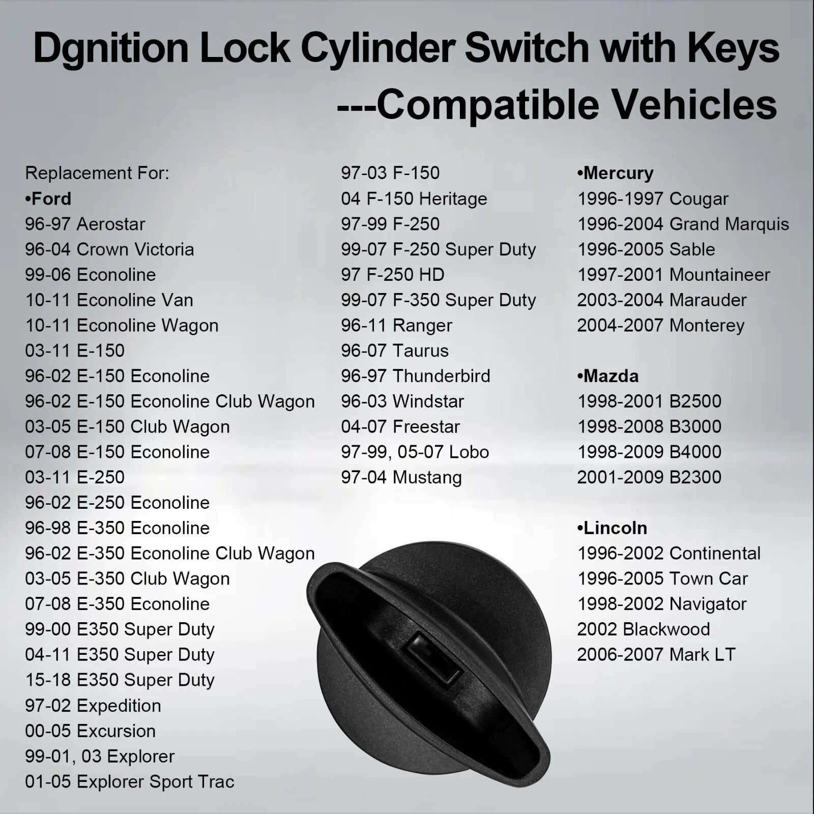 Ignition Switch Lock Cylinder w/ Keys for Ford F150 F250 F350 Ranger (924-724)