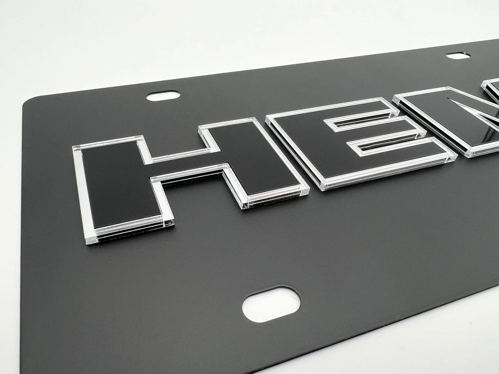Black Metal License Plate with 3D HEMI Emblem Logo for Dodge (2005–2025)