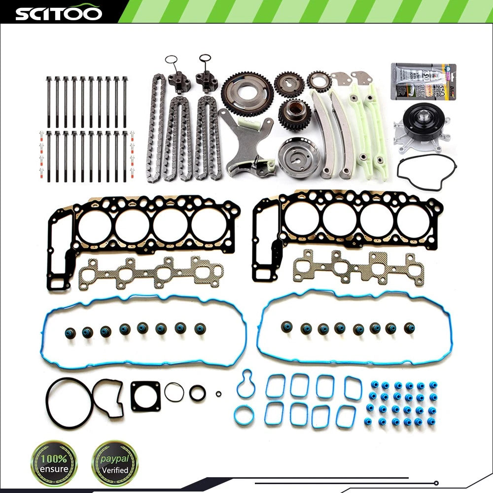 Water Pump Timing Chain Kit Head Gasket Bolts for Dodge Dakota Jeep (1999–2003)