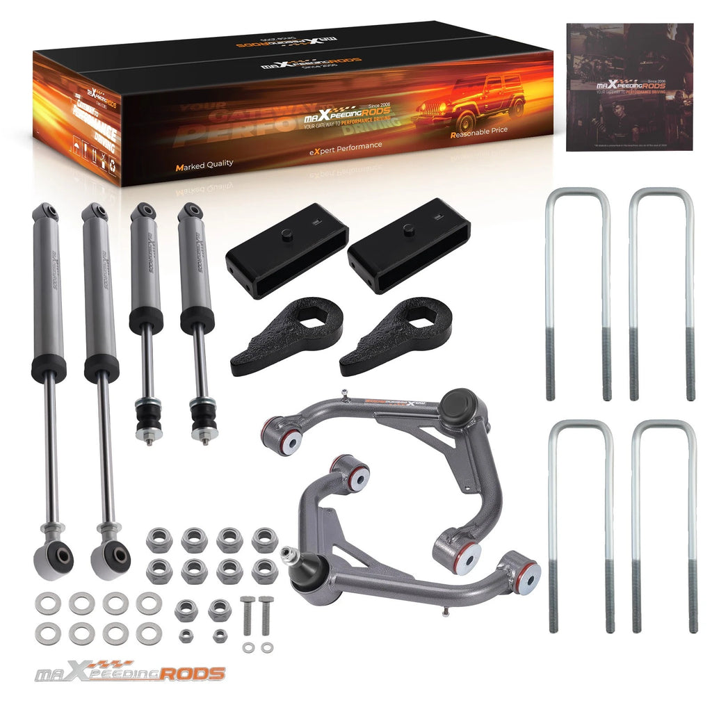 3" Lift Shocks Upper Control Arms for Silverado Sierra 2500HD 3500HD (2001–2010)