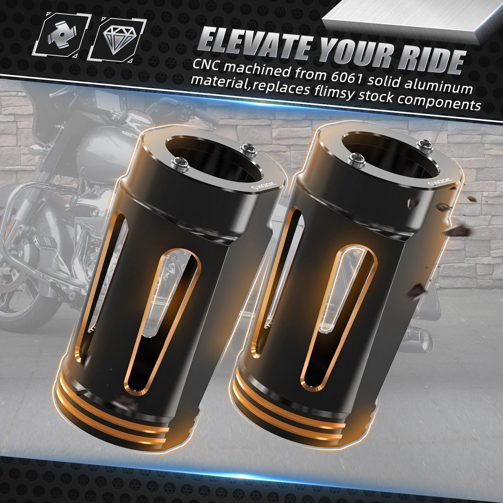 2X Fork Tube Cover 45600003 for Harley Road Glide FLTRX FLTRXS FLTRK (2015–2023)