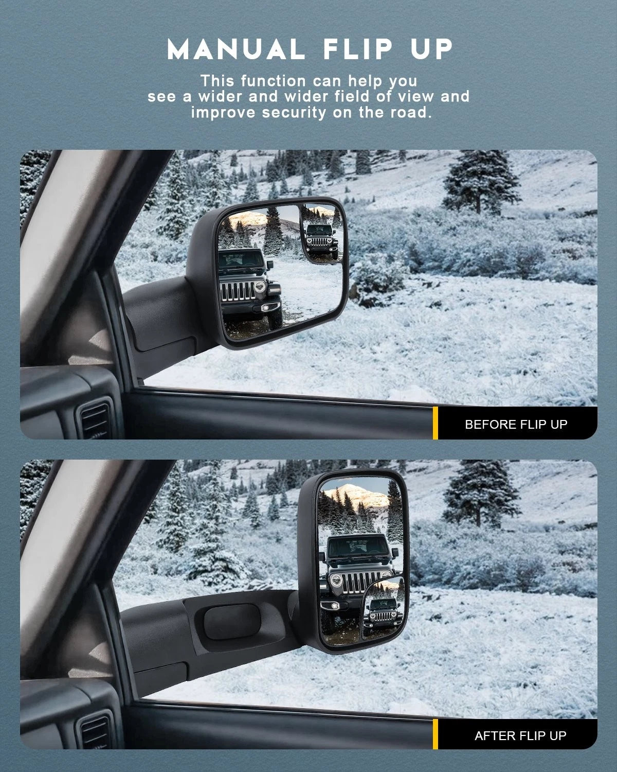 Tow Mirrors for Dodge RAM 1500 2500 3500 (1994–1997) Power Flip Up