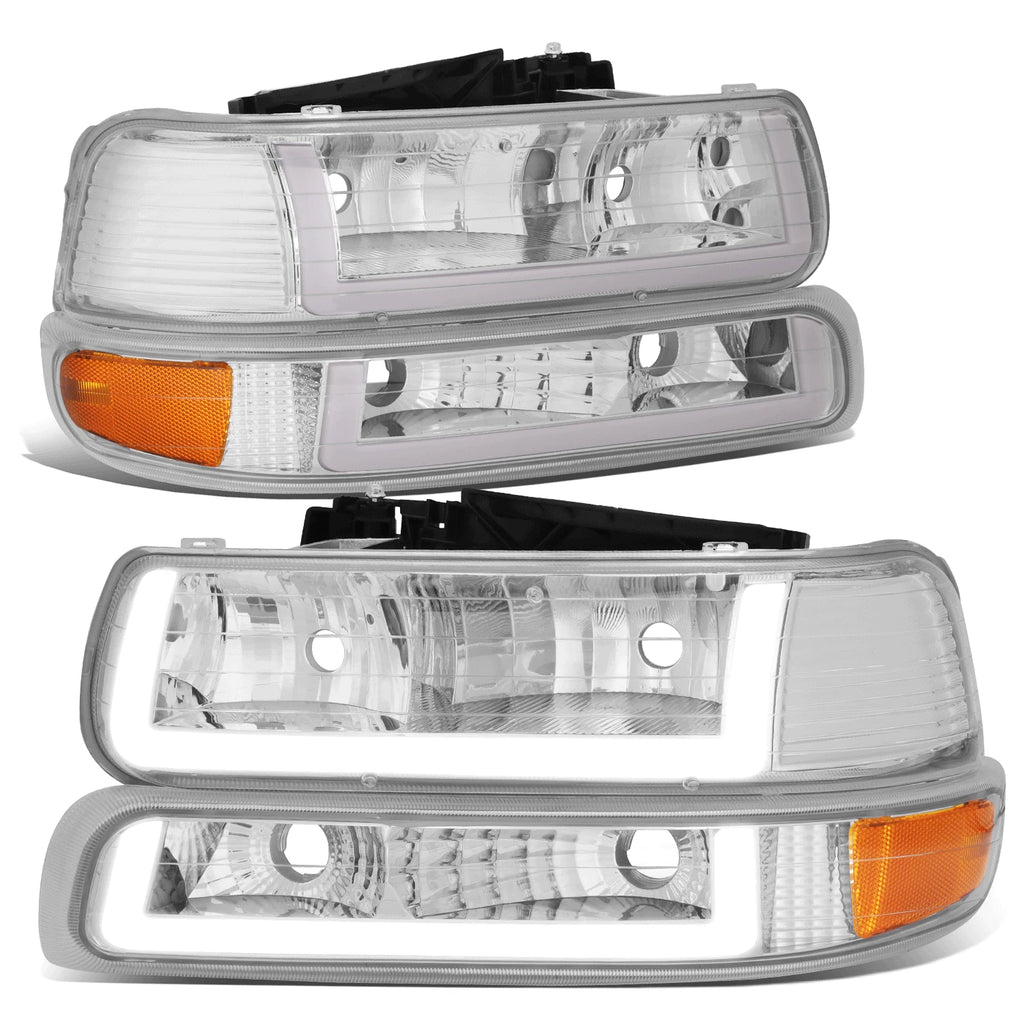 DRL LED Light Bar Type-2 Chrome Amber Headlights for Silverado Suburban (1999–2002)