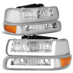 DRL LED Light Bar Type-2 Chrome Amber Headlights for Silverado Suburban (1999–2002)
