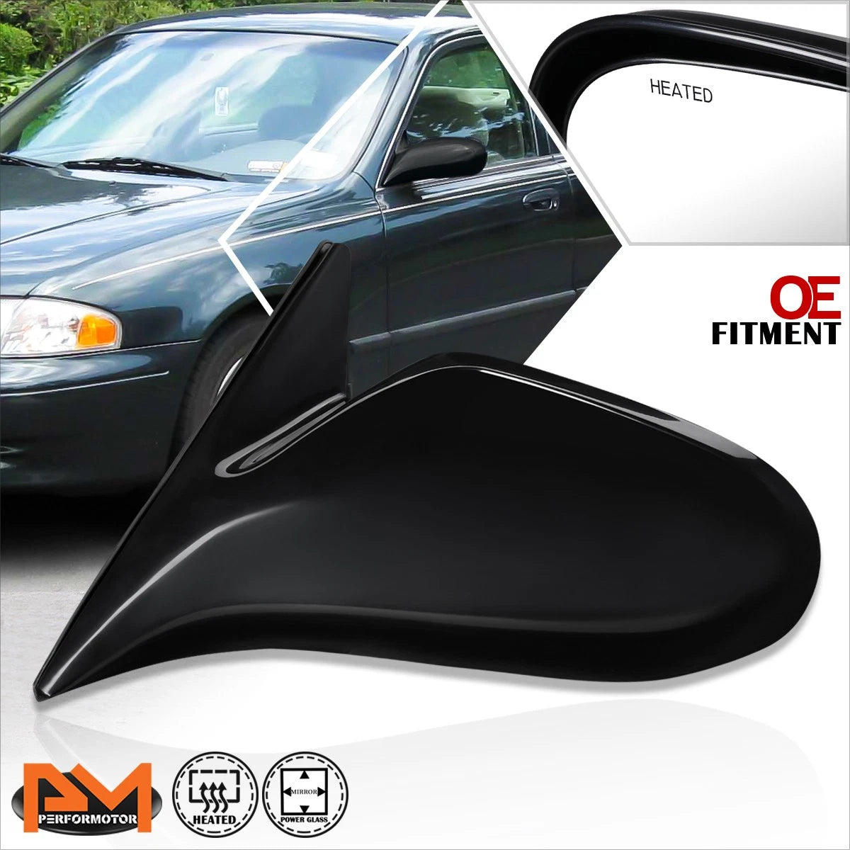 Powered Heated Side Rear View Door Mirror Left for Mazda 626 (2000–2002)