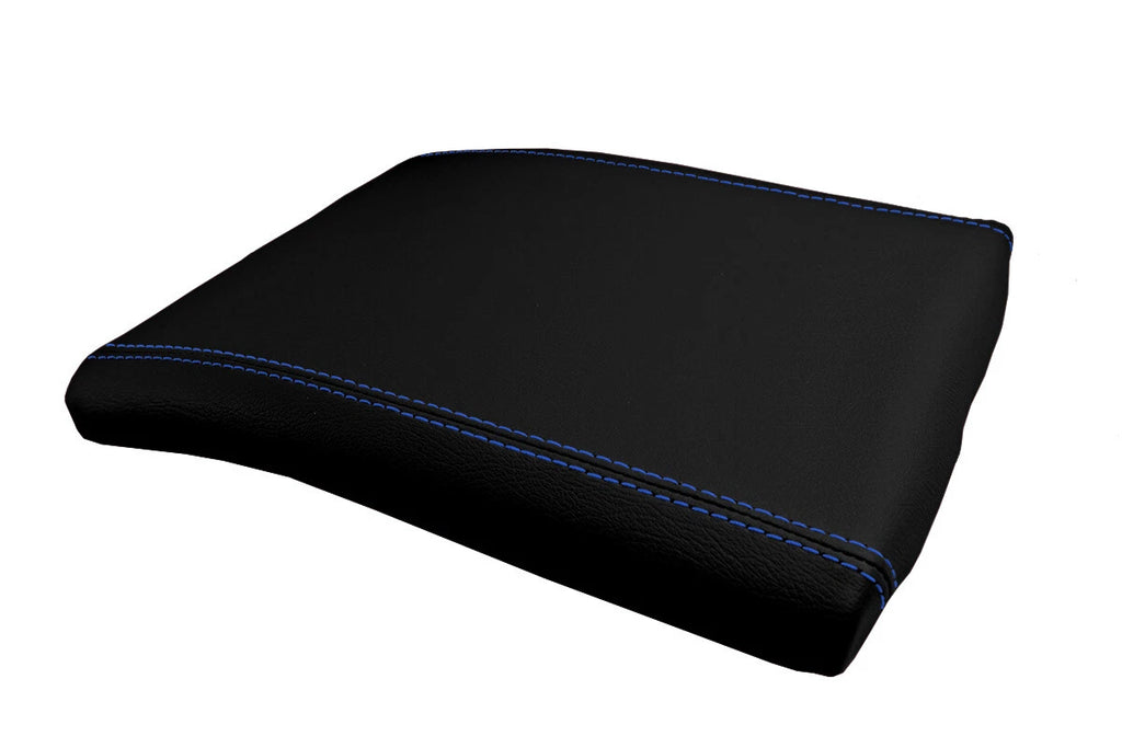 Leather Console Lid Jump Seat Cover for Ford F150 (2004–2008) Blue Stitch