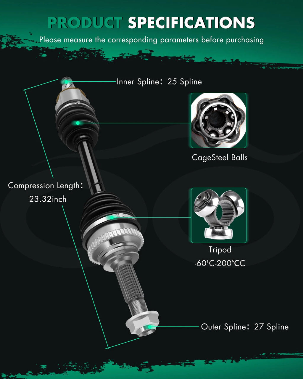 Front Right CV Axle for Infiniti G35 (2004–2008), G25 (2011–2012)