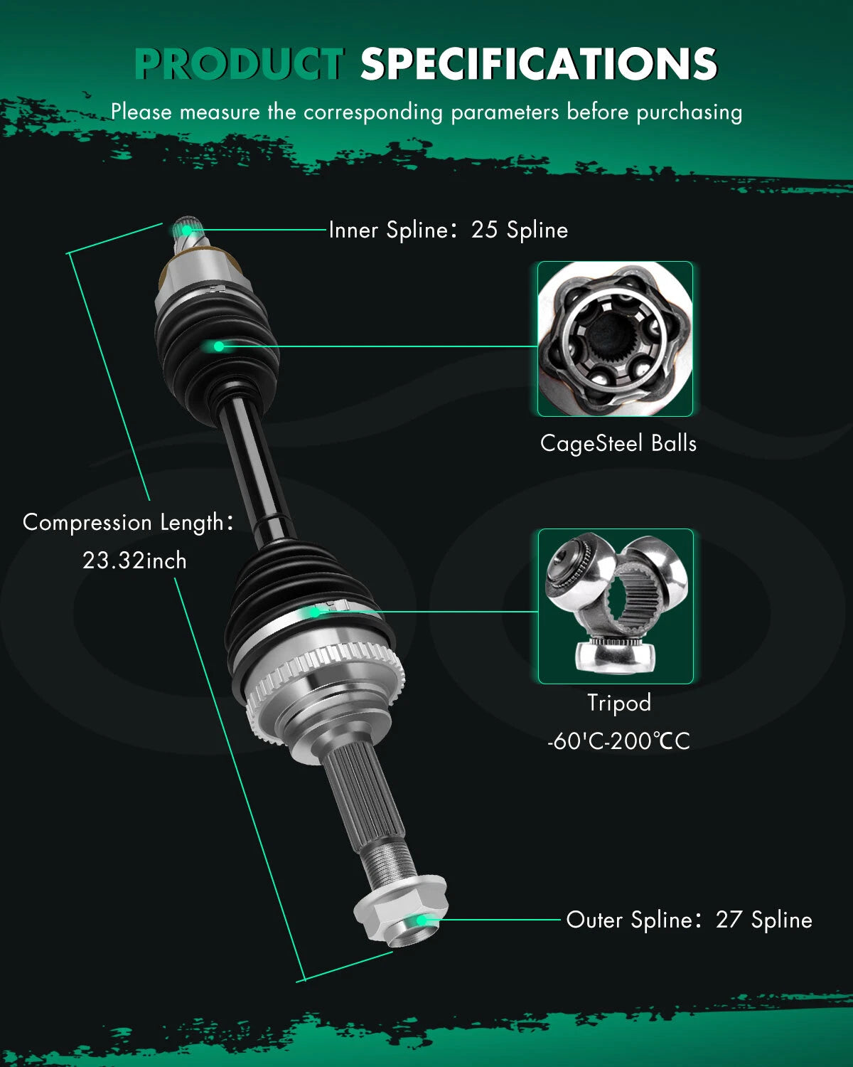 Front Right CV Axle for Infiniti G35 (2004–2008), G25 (2011–2012)