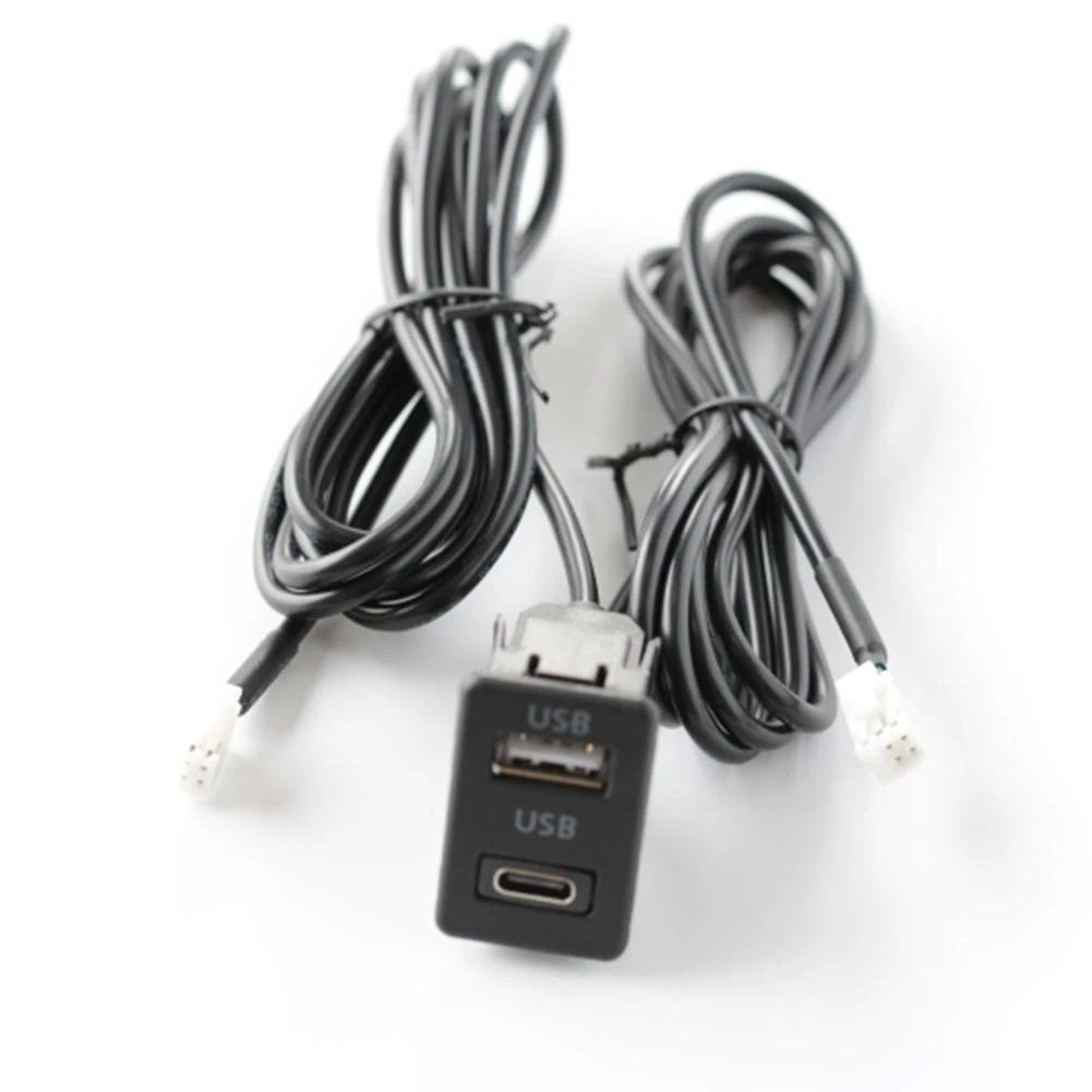 DASH Mount USB & Type-C Port Panel Extension Cable Adapter for Car