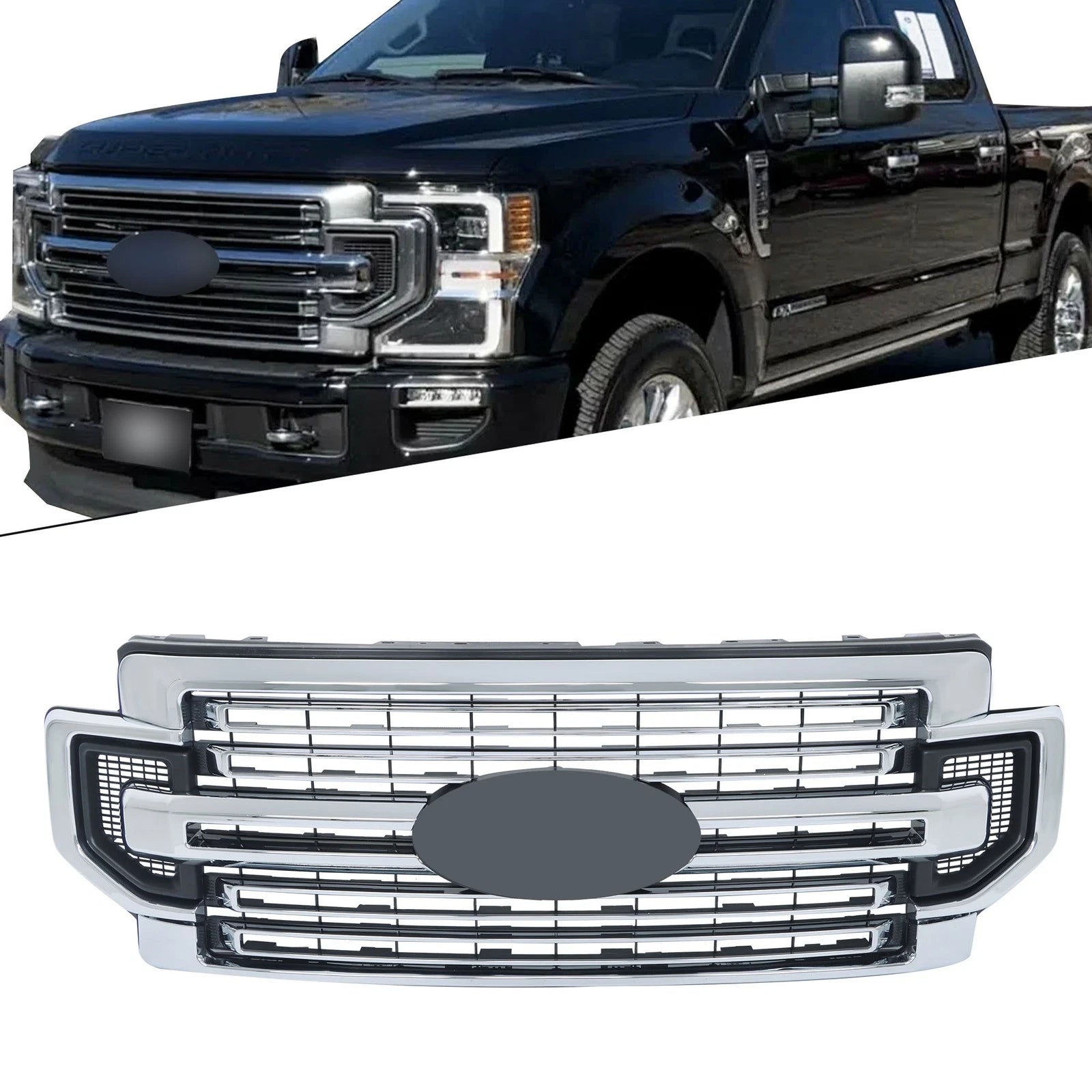 Chrome Front Grille for Ford F250 F350 (2020–2022) Super Duty