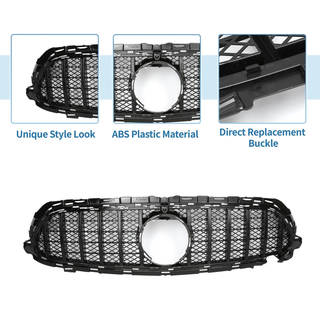 Front Upper Bumper Grille for Mercedes E200 AMG Body Styling Black (2017-2023)