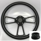 Billet Steering Wheel 14 Inch Black Wrap for Universal Fit Vehicles (—)