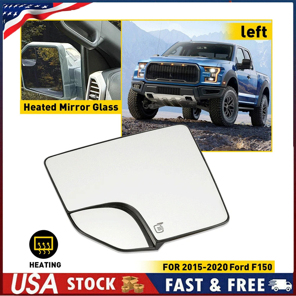 Driver Side Mirror Glass for Ford F-150 (2015â2020) Blind Spot