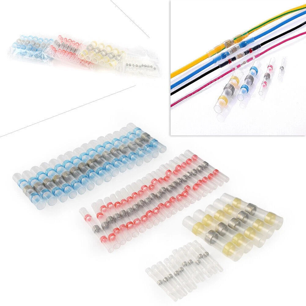 Solder Sleeve Heat Shrink Butt Connectors Waterproof 50pcs for Automotive