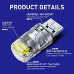 Set of 2 7443 7440 LED White Reverse Stop Turn Signal Bulbs for