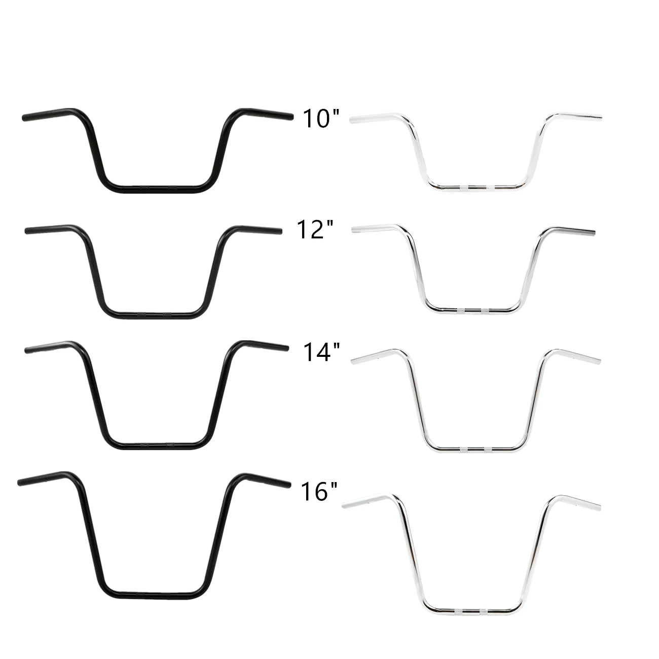 Chrome/Black 10" Rise Ape Hanger Handlebars for Harley FXST FLST
