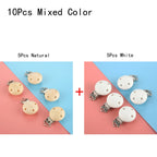 10X Wooden Baby Pacifier Clips Safety Clasps Natural & White