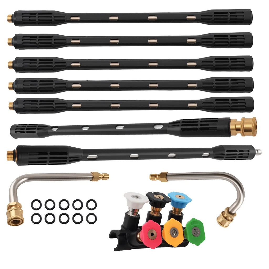 15" Pressure Washer Wand Extension for Roof Cleaning (90° 30° Curved, 6 Tips)