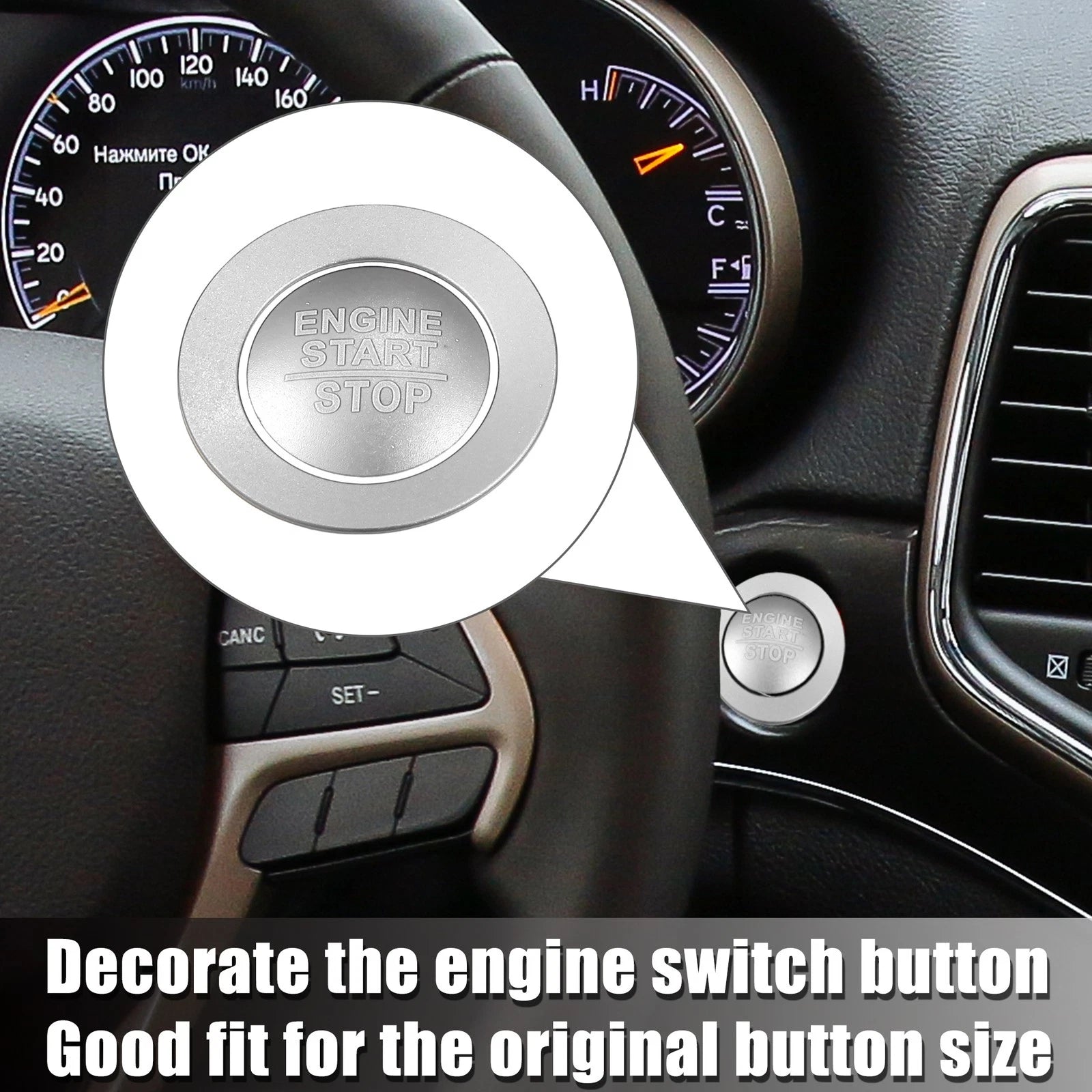 Engine Start Stop Button Cover Kit for Jeep Cherokee, Dodge (2014–2023)