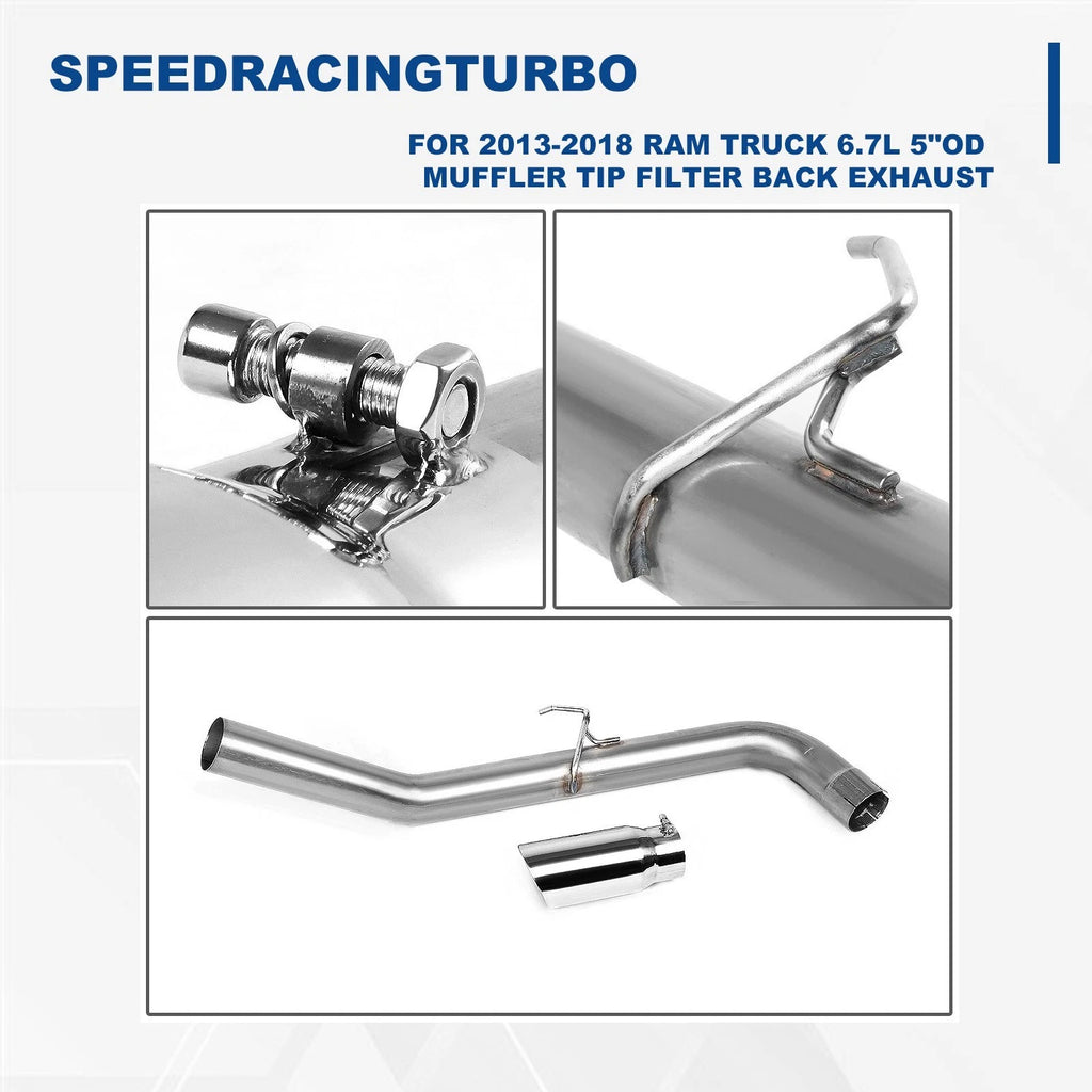 5" OD Muffler Tip Exhaust for Ram 2500 3500 (2013–2018) 6.7L