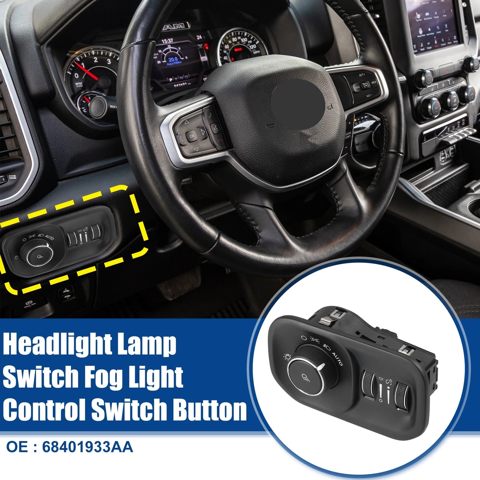 Headlight Lamp Switch Button for Dodge RAM 1500 2500 3500 (No. 68401933AA)