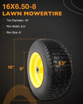2X 16x6.50-8 Flat Free Tire Wheel Set w/ Bearings for Garden Tractor Mower