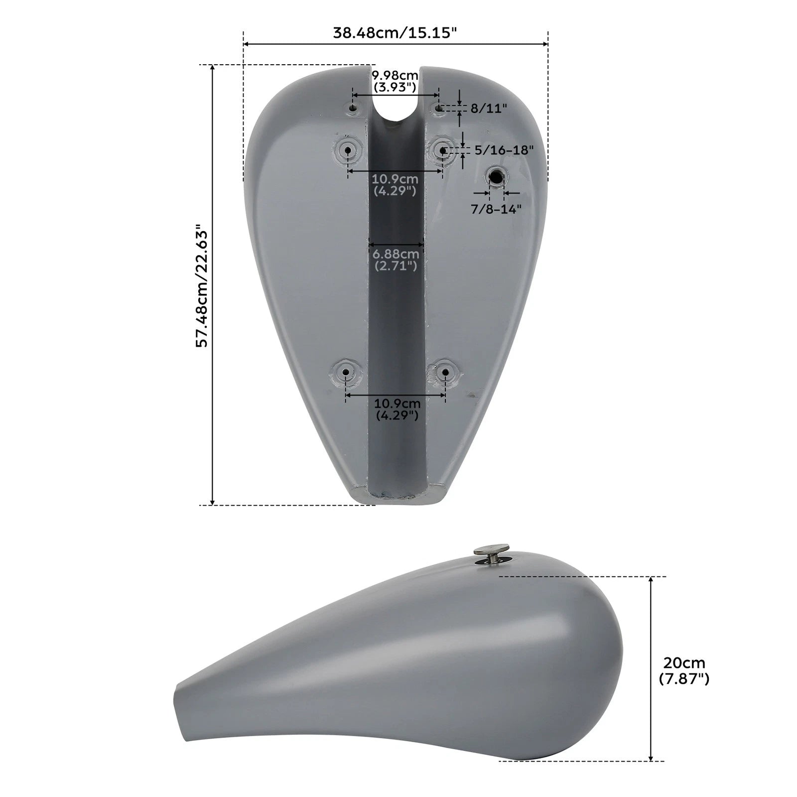 4.7 Gallon 5" Stretch Gas Fuel Tank for Harley Custom Chopper Bobber (Unpainted)
