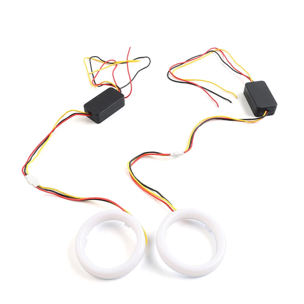 2X White Amber 100MM Switchback LED Angel Eyes for Car Headlight Retrofit